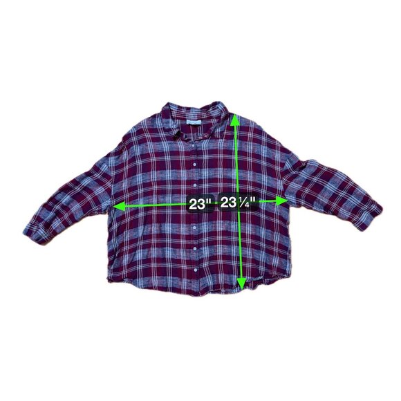 Lucky Brand Womens Red Plaid Button Up Shirt SZ Large Lightweight Cotton Blend - Picture 9 of 9
